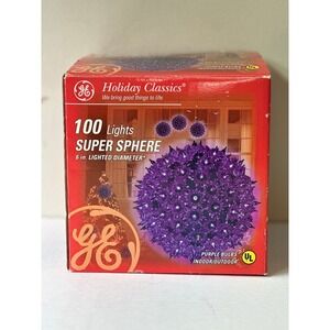 GE Holiday Classics 100 Lights Super Sphere 6in Purple Bulbs Indoor Outdoor